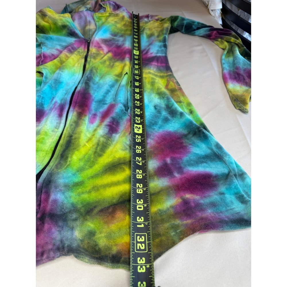 Tie Dye Zip Hoodie Jacket Hippie Festival Grunge Fairycore Y2K Layering Hoodie-S - Picture 9 of 9